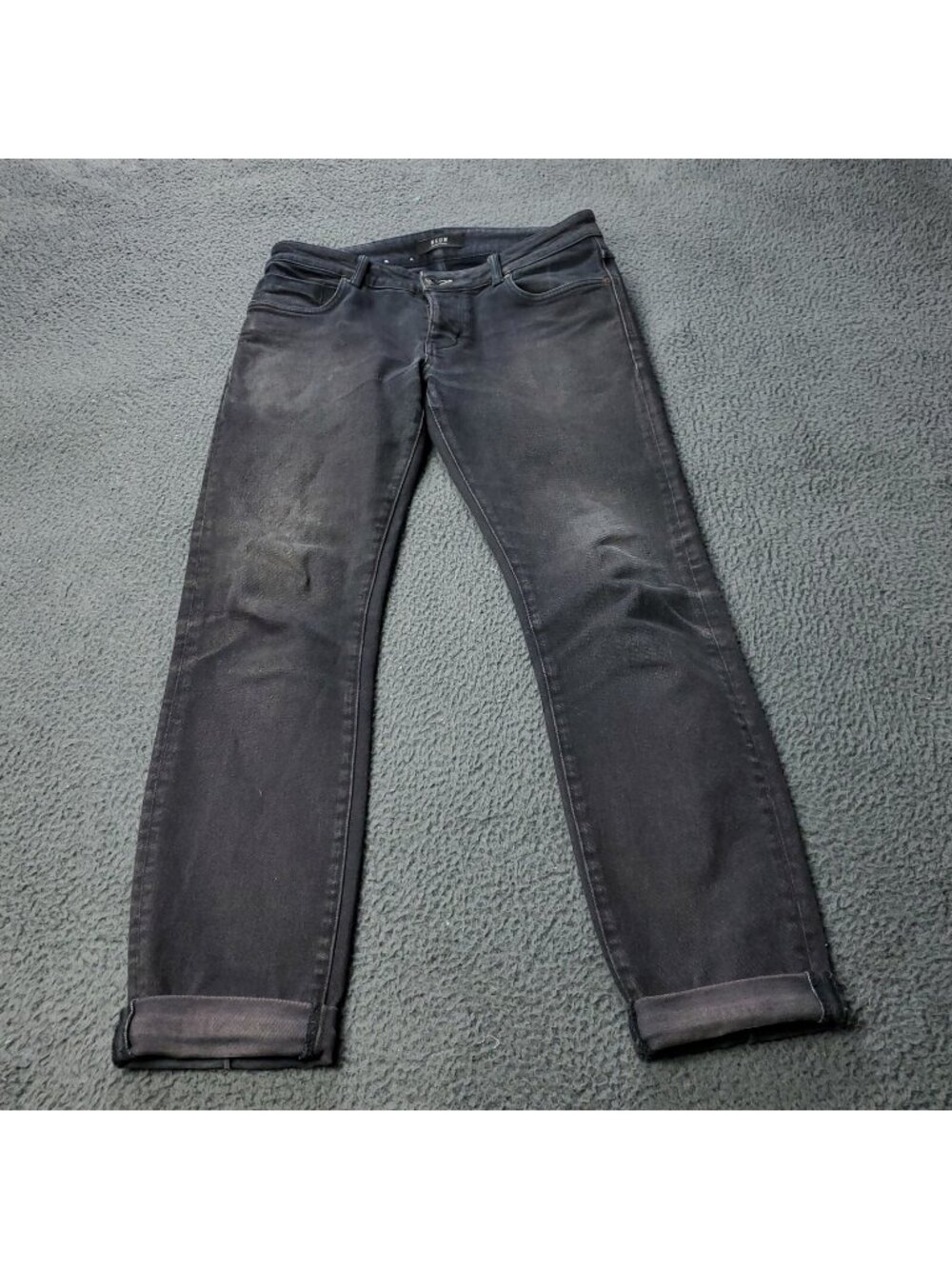 NEUW Iggy Skinny Jeans Mens 32 x 29 Cotton Black Button Fly Dark Cuff